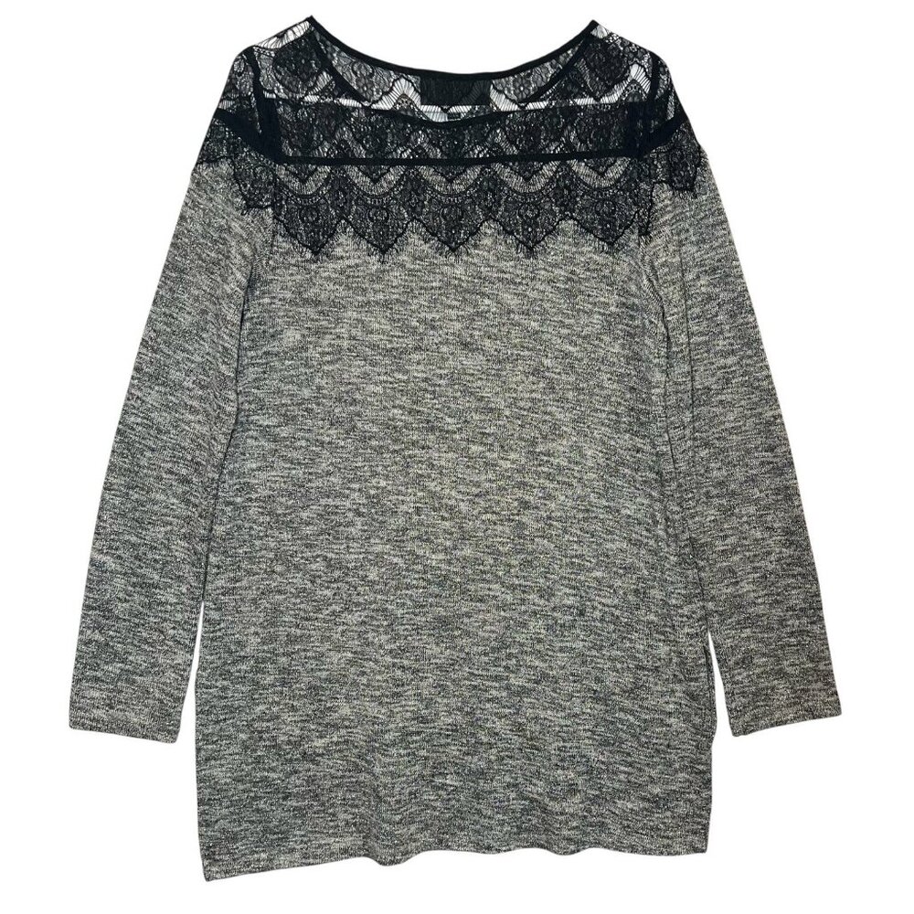 Anthropologie Sunday In Brooklyn Sweater Tunic Medium Size Lace Black Silver - Picture 2 of 9